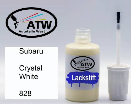 Subaru, Crystal White, 828: 20ml Lackstift, von ATW Autoteile West.